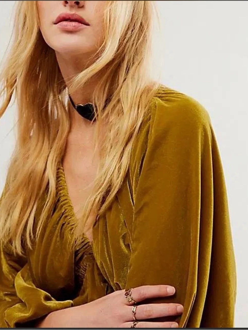Free People Golden Velvet V-Neck Mini Dress